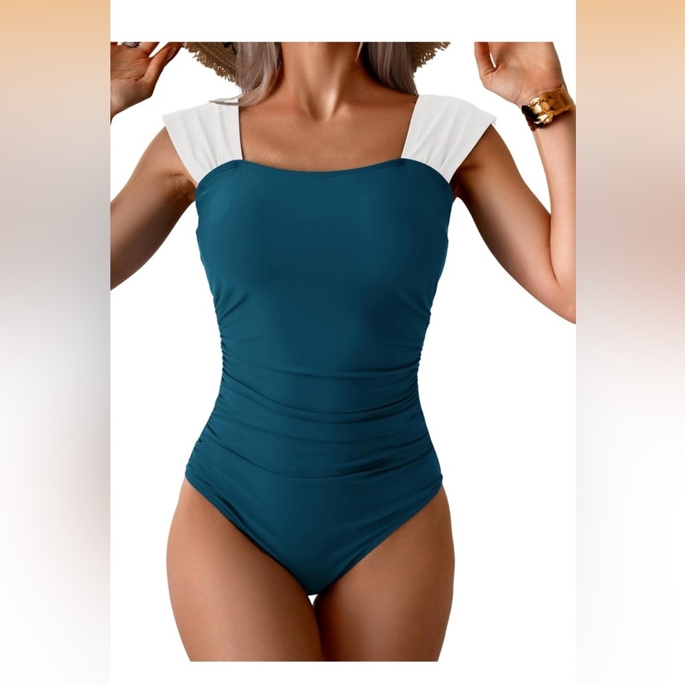 B2prity OnePiece Swimsuit Retro Square Neck Tummy Control full coverage L/284
